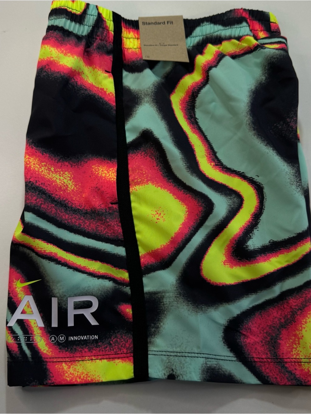 Nike Neon Yellow Pink Black Abstract Athletic Shorts